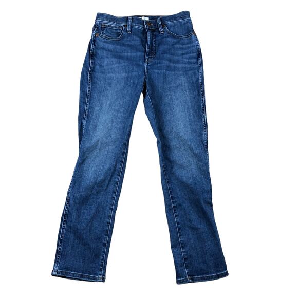 MADEWELL Jeans Stovepipe Cropped Straight Leg Denim Jean Size 26 Blue Wash - Picture 1 of 6